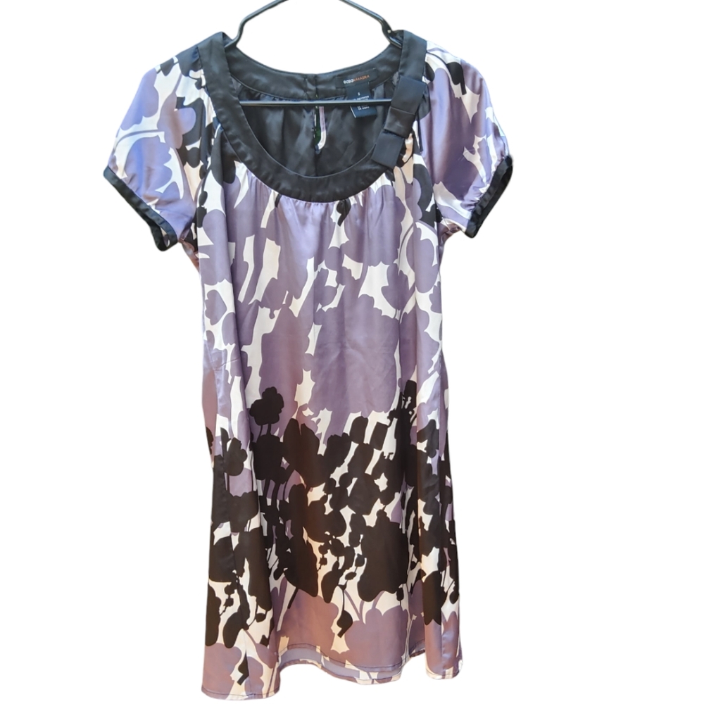 BCBG MaxAzria Satin Bow Short Sleeve Mini Dress